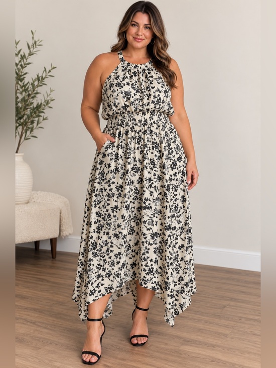 Lane Bryant Dresses & Skirts - Lane Bryant Floral Halter Handkerchief Dress 18